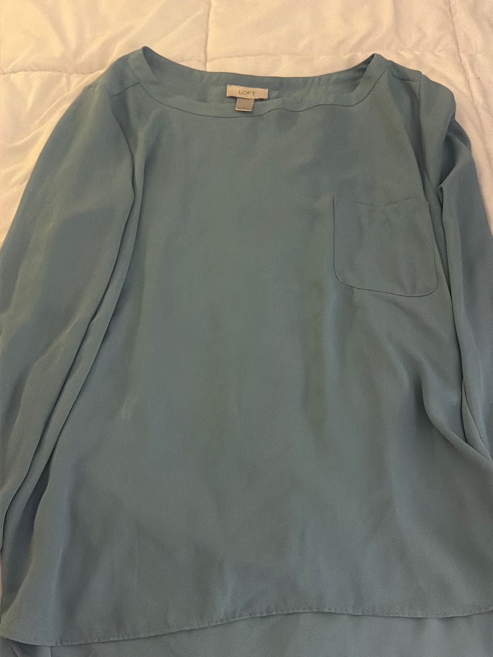 LOFT Sky Blue Boatneck Long-Sleeve Blouse